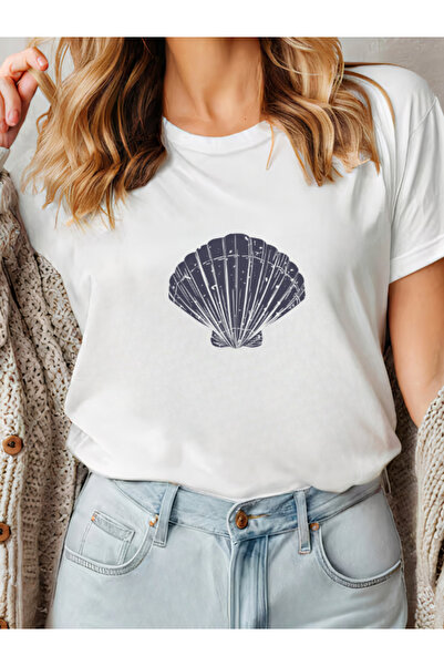 Sarah's Boutique Tricou de damă – 100% bumbac – MINIMALIST BLEUMARIN SEASHELL
