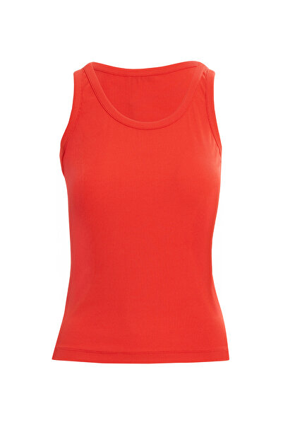 GİZİA Sıfır Kollu Basıc Mercan Bluz