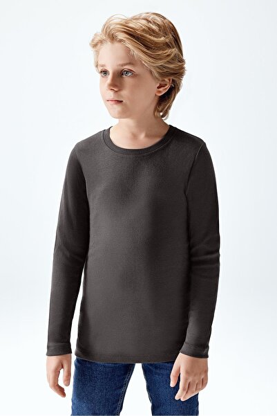 Brix Tricou cu mânecă lungă pentru băieți, 100% bumbac, 8525, culoare gri mel...