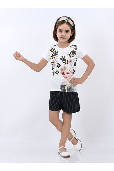 Butik Floral Printed Top and Bottom Girl's Suit Pink