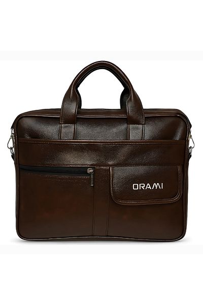 ORAMI PU LEATHER MULTI COMPARTMENT LAPTOP BAG WITH SHOULDER STRAP