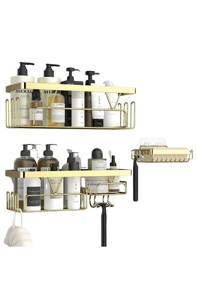 NOENNO Bathroom and Shower Shelf, Noenno, Stainless Steel, Light Gold