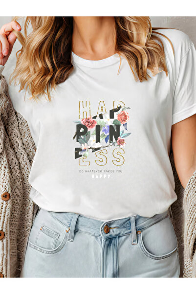 Sarah's Boutique Tricou de damă – 100% bumbac – HAPPINES