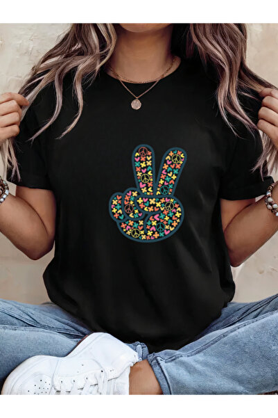 Sarah's Boutique Tricou de damă – 100% bumbac – PACE ȘI IUBIRE