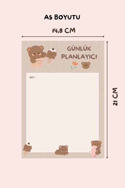 shop Teddy Bear Patterned A5 Notepad, Memo Pad, Note Paper, Notepad, Check List, School Notebook, Planner