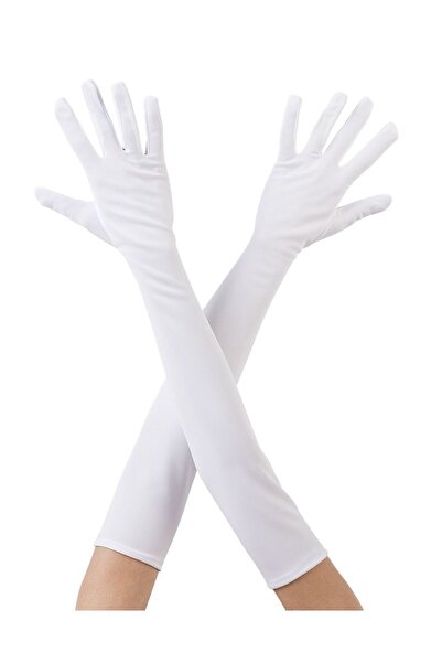 Skygo White Color Elbow Long Fabric Gloves 40 cm