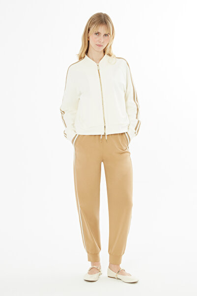 GİZİA Bağcık Detaylı Bilek Bantlı Bej Eşofman Altı