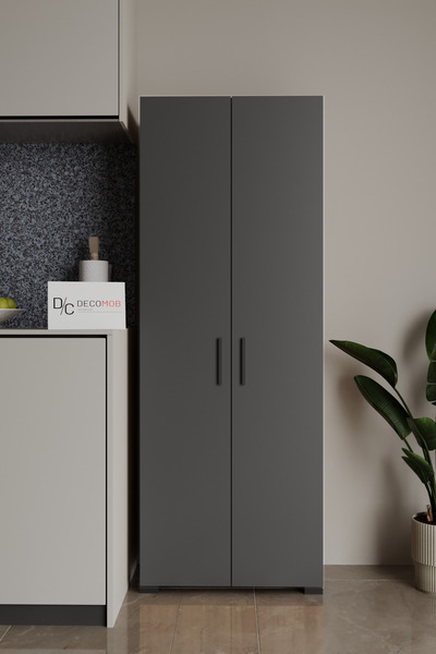 Decomob Nivora 2 Kapaklı Boy Dolabı 5 Raflı Erzak Dolabı Çok Amaçlı Dolap Ban...