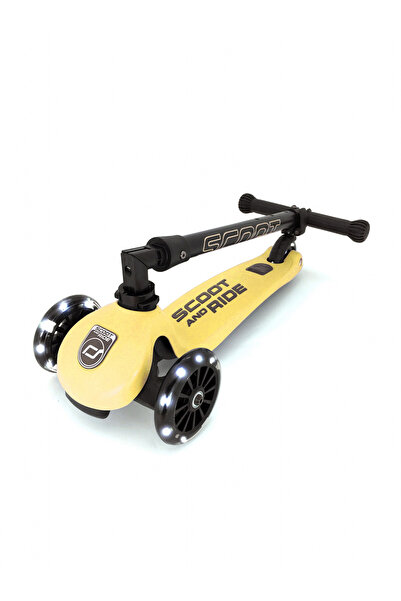 SCOOT AND RIDE Foldable, adjustable scooter, light-up wheels, Highwaykick 3 Led Lemon, 3-6 years, up to 50 kg,