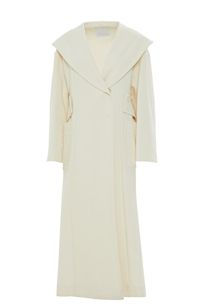 GİZİA Geniş Kapüşonlu Ekru Kaban