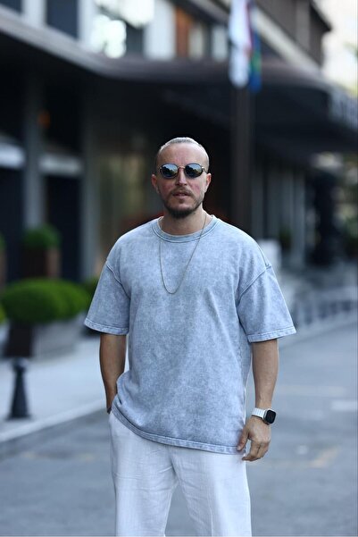 KağanKY Gray Washed Oversize T-Shirt