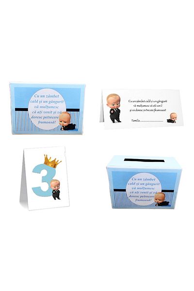OEM Baby Boss Baptism Set - 50 envelopes + 1 box + 10 table numbers