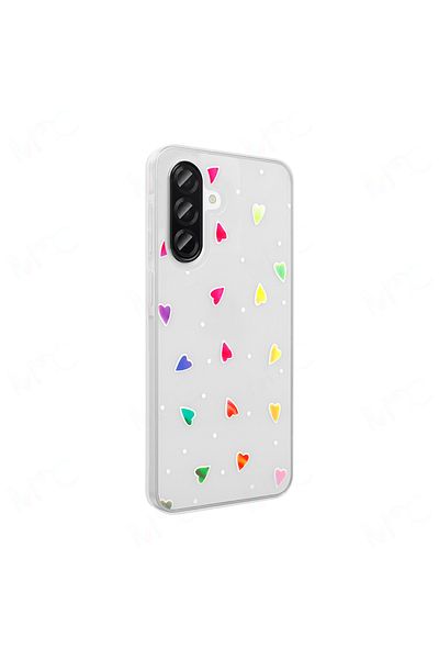 MRCİLETİSİM Samsung Galaxy A56 Case Transparent Heart Pattern Cover Folk