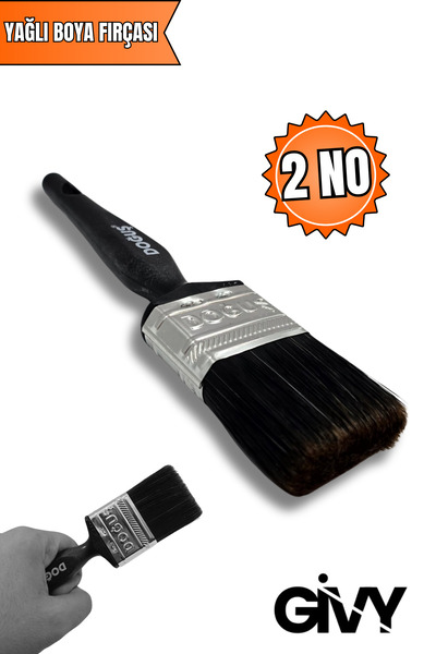GİVY Doğuş Plastik Saplı Yağlı Boya Fırçası 2 No || 5 cm Kestirme Fırça No 2