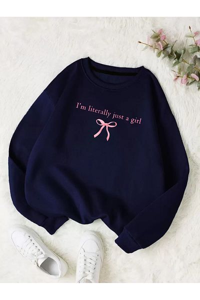 uyguntarz Unisex I'M Literally Just a Girl Printed Oversize Sweatshirt