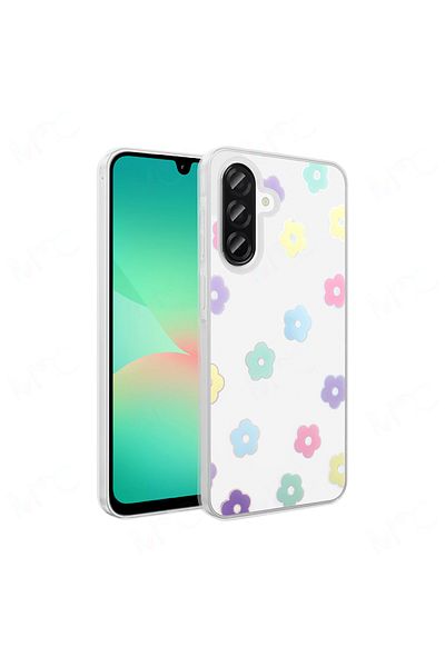 MRCİLETİSİM Samsung Galaxy A56 Case Transparent Daisy Pattern Cover Folk