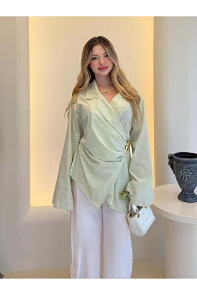 QALVE Cămașă cu accesorii asimetrice verde