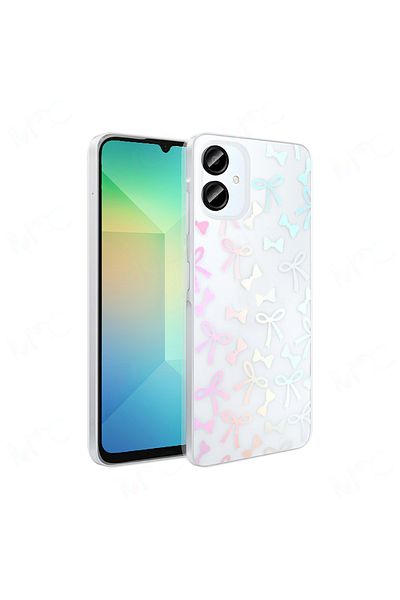 MRCİLETİSİM Samsung Galaxy A06 Case Transparent Bow Pattern Cover Folk
