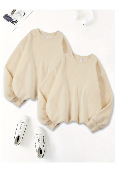 uyguntarz Unisex Unprinted Solid Color Crew Neck