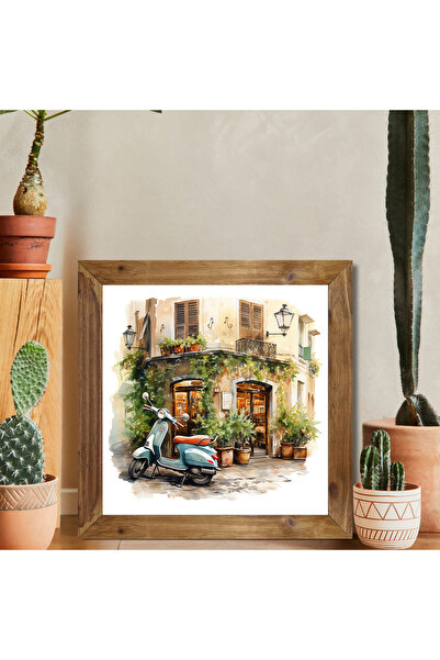 woodhomeworks tek parça gerçek ahşap çerçeveli dekor tablo kare