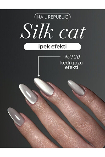 Nail Republic Kalıcı Oje Gümüş Premium Silk Cat 120 (10 ml) – Magnetik Etkili, Kedi Gözü Tırnak Jeli