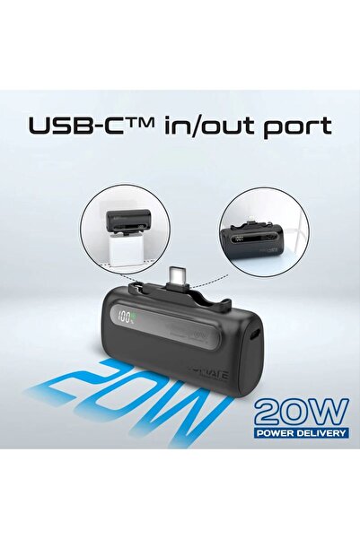 Promate Ultra-Compact Fast Charging Power Bank with Dual foldable USB-C™ & Lightning Connectors