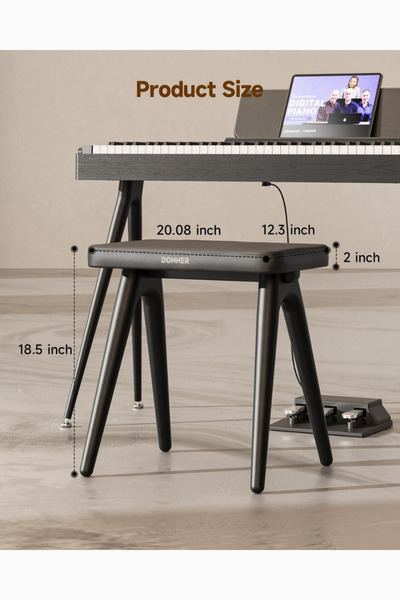 Donner DKB-100 Piyano Taburesi, Kalın Dolgulu, Masif Ahşap Oturma Yeri ve Minderl