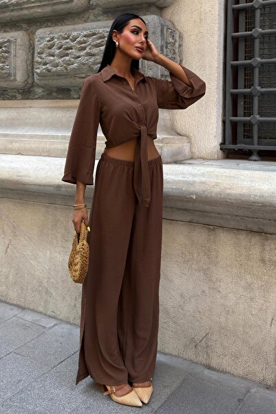Lijuri Ayrobin set with tie-up shirt and slit pants 10179 r8-j-k3