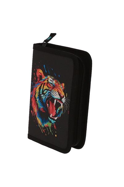 PIGNA EQUIPPED PENCIL CASE 31 PIECES 1 ZIPPER 2 EXTENSIONS BLACK TIGER