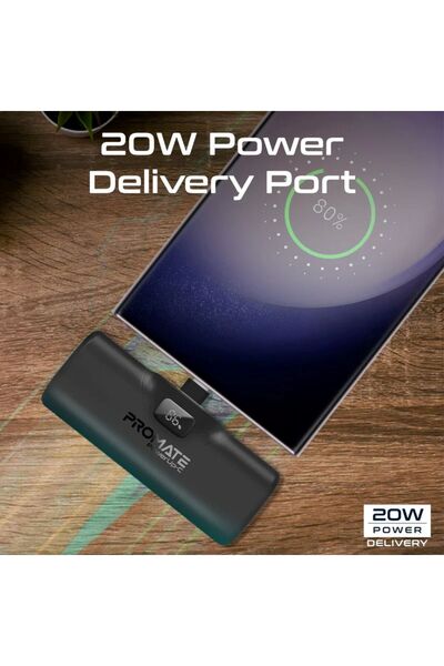 Promate Ultra-compact fast charging powe rbank USB-C 5000mah