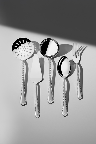 Nehir Fulya Satin 5 Piece Stainless Steel Serving Set