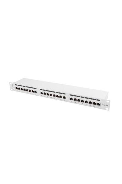Lanberg Patch panel 24 porturi 1U, cat. 5e, ecranat, Lanberg, Gri