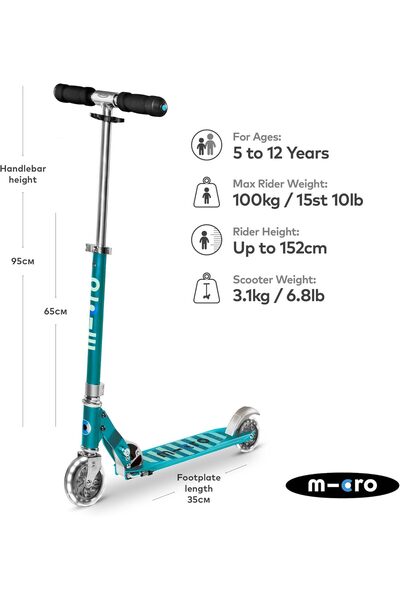 Micro Sprite LED Scooter – Folding 2 Wheels Scooter with LED Lights, Lightweight and Portable, for C