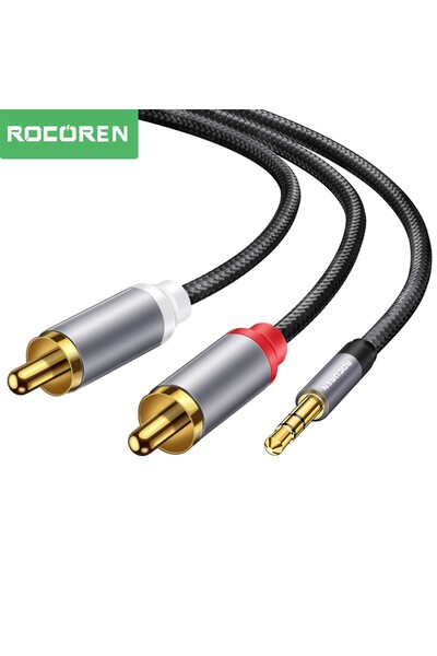 Rocoren مقبس AUX 3.5 ملم إلى كابل صوت RCA Hi-Fi بطول 5 أمتار