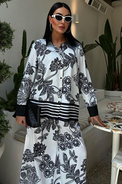 Lijuri Flower Patterned Waterway Detail Double Set 10006 R6-B-K3