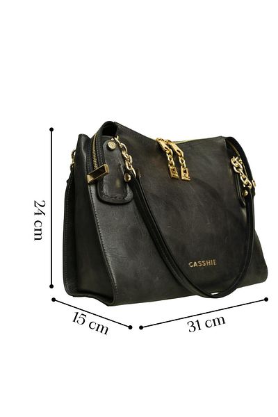 Platin Navy Blue Leather Women's Shoulder Bag