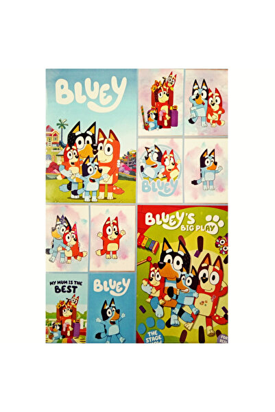 booddie Bluey Sticker Yapıştırma Bluey Çıkartmaları (8 Adet 4* 6 cm) & (2 Ade...