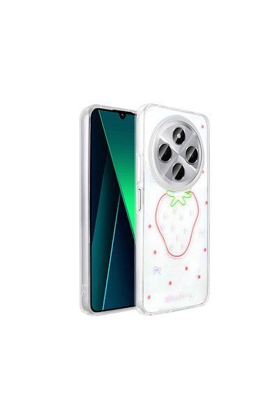 MRCİLETİSİM Xiaomi Redmi 14C 4g Case Transparent Strawberry Pattern Cover Folk