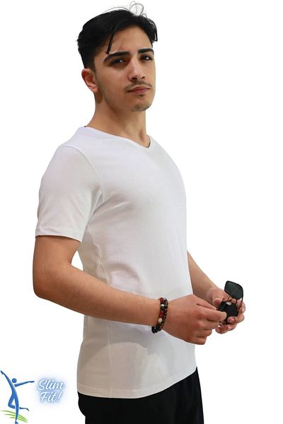 sermoda Men's Slim Fit V-Neck T-Shirt - Slim Fit Basic Casual T-Shirt White