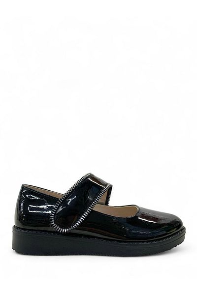 Tuğba Ortopedi 174 Orthopedic Girl's Black Patent Leather School Ballerinas