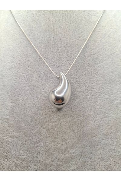 Han Ticarethane Silver Color Drop Model Steel Necklace
