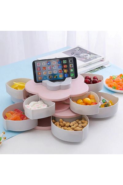 EMATTERIO Smart Candy Box, Phone Holder, 10 Rotating Compartments, 2 Tiers, 42 cm