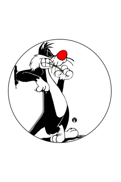 Generic Cartoon Printed Fridge Magnet Black/White/Red 5.5 x 5.5cm