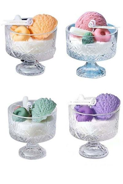 Generic KLNAMAEAAN Pack Of 4 Ice Cream Luxury Crystal Glass Jar Soy Wax Scented Candle