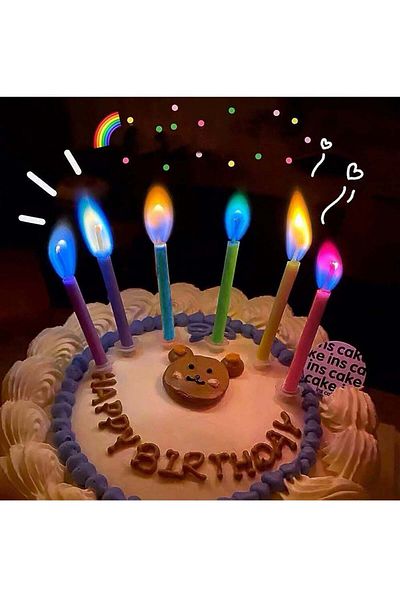 Generic 6 Pcs Colorful Flame Cake Candles,Happy Birthday Candles with Colored Flames,Candles for Birthday C