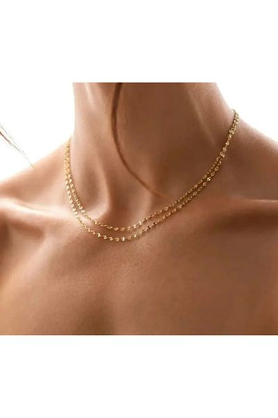 derokas 316 Steel 2 Piece Lip Chain Model Necklace Tarnish-Free Stylish Elegant Trend