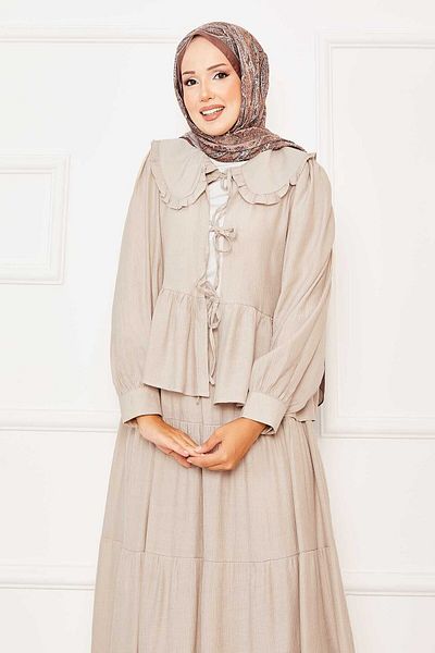 EBRUTESETTÜR Baby Collar Front Lace Skirt Suit