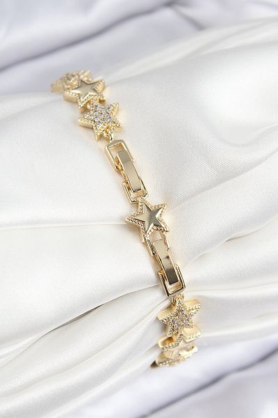 Clariss Vip Brass Zircon Stone Star Model Gold Color Women's Bracelet