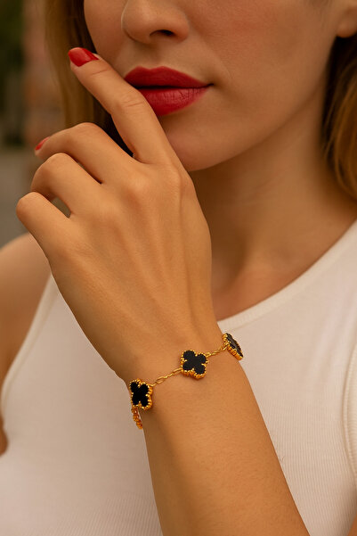 vogutima jewelery&silver by timuçin mavili Kadın Çelik Bileklik - 4 Yapraklı ...