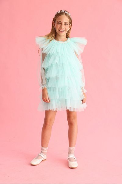 Le Mabelle Mint Layered Girl's Tulle Dress - Laura